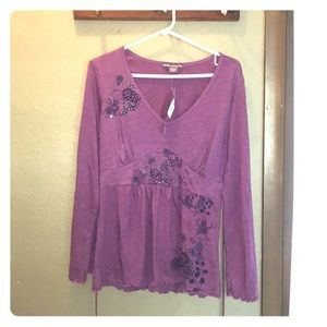 NWT purple Suzie Couture long sleeved shirt